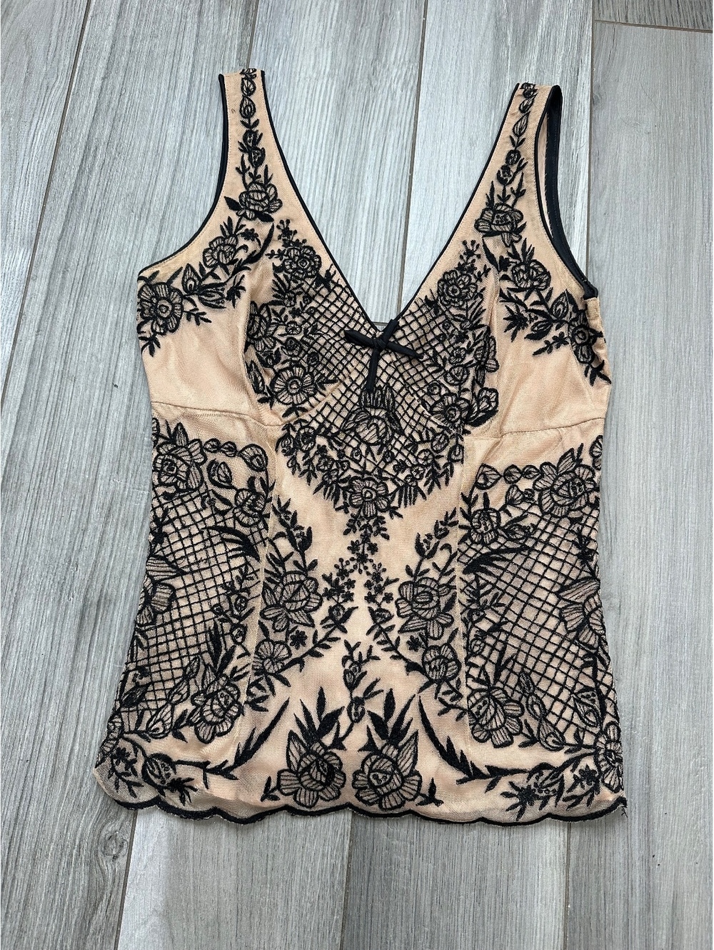 Vintage Tracy Reese Embroidered Floral Sleeveless Tank Top